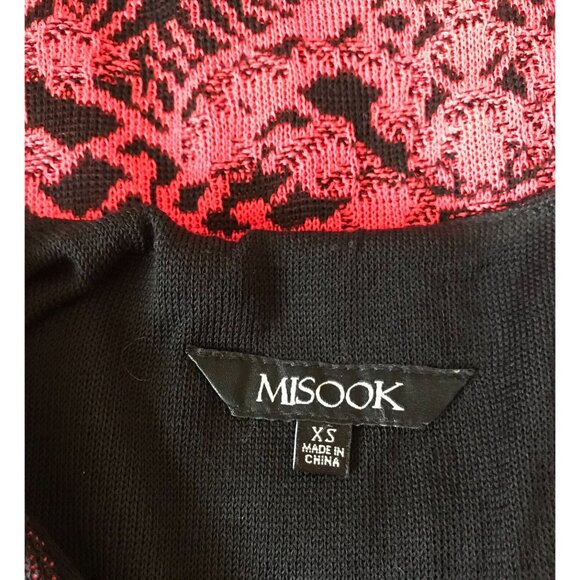 Misook Black & Dark Pink Floreat 3/4 Sleeve Jacket Cardigan, Size XS - Picture 7 of 7